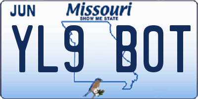 MO license plate YL9B0T