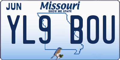 MO license plate YL9B0U