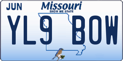 MO license plate YL9B0W