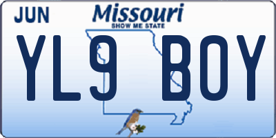 MO license plate YL9B0Y