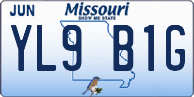 MO license plate YL9B1G