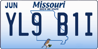 MO license plate YL9B1I