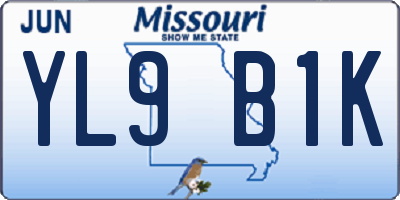 MO license plate YL9B1K