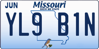 MO license plate YL9B1N