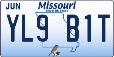 MO license plate YL9B1T