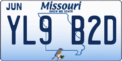 MO license plate YL9B2D