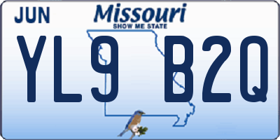 MO license plate YL9B2Q