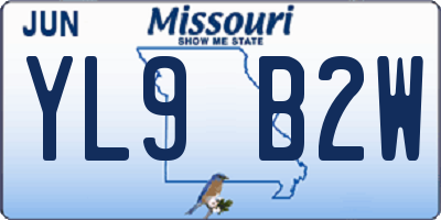 MO license plate YL9B2W