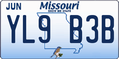 MO license plate YL9B3B