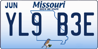 MO license plate YL9B3E