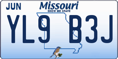 MO license plate YL9B3J