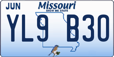MO license plate YL9B3O