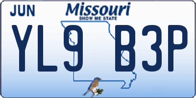 MO license plate YL9B3P