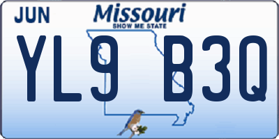 MO license plate YL9B3Q