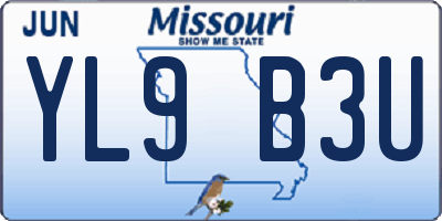MO license plate YL9B3U