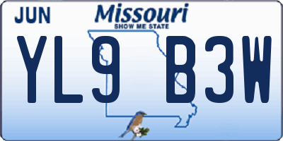 MO license plate YL9B3W