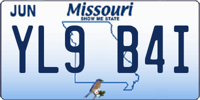 MO license plate YL9B4I