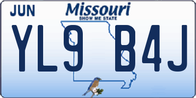 MO license plate YL9B4J