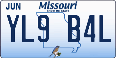 MO license plate YL9B4L