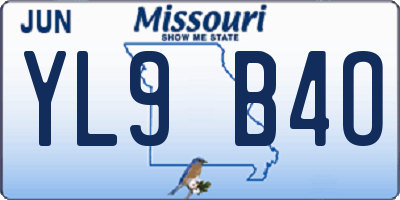 MO license plate YL9B4O