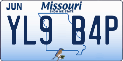 MO license plate YL9B4P