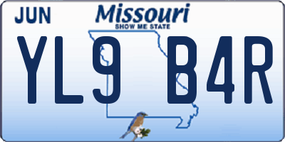 MO license plate YL9B4R