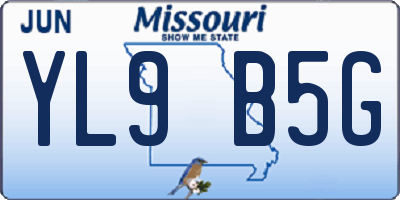 MO license plate YL9B5G