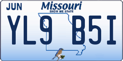 MO license plate YL9B5I