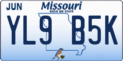 MO license plate YL9B5K