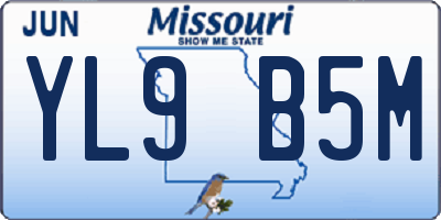 MO license plate YL9B5M
