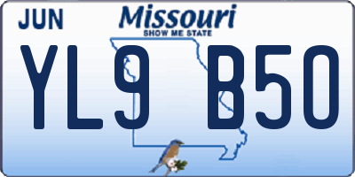 MO license plate YL9B5O
