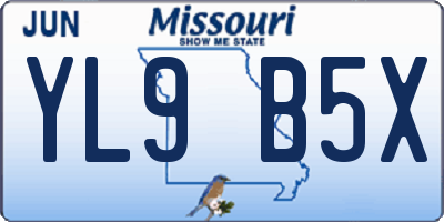 MO license plate YL9B5X