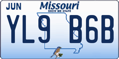 MO license plate YL9B6B
