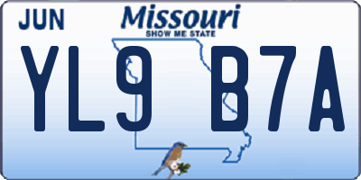 MO license plate YL9B7A