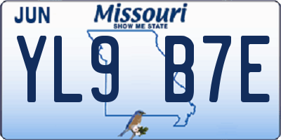 MO license plate YL9B7E