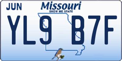MO license plate YL9B7F