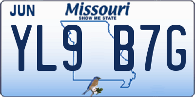 MO license plate YL9B7G