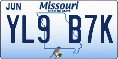 MO license plate YL9B7K