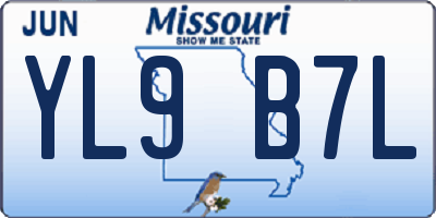 MO license plate YL9B7L