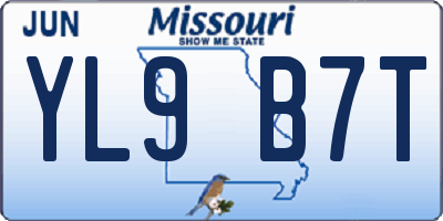 MO license plate YL9B7T