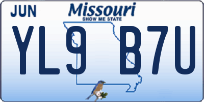MO license plate YL9B7U
