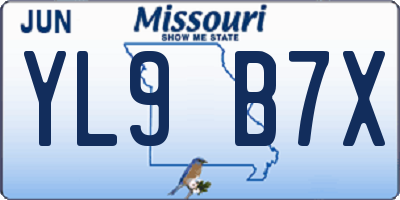 MO license plate YL9B7X