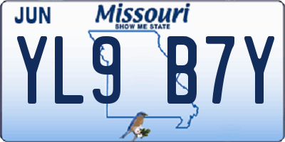 MO license plate YL9B7Y