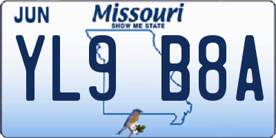 MO license plate YL9B8A