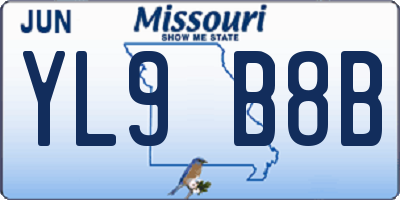 MO license plate YL9B8B