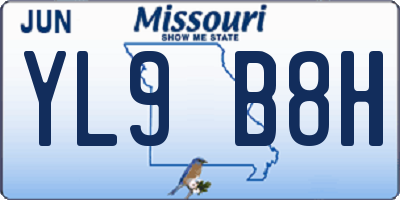MO license plate YL9B8H