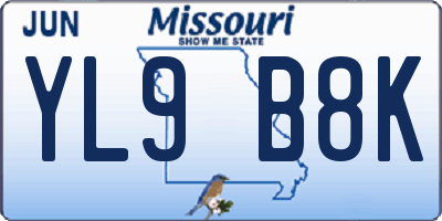MO license plate YL9B8K