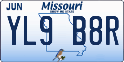 MO license plate YL9B8R