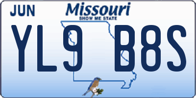 MO license plate YL9B8S