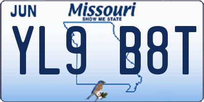 MO license plate YL9B8T